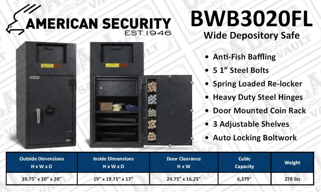 BWB3020FL wide depository safe