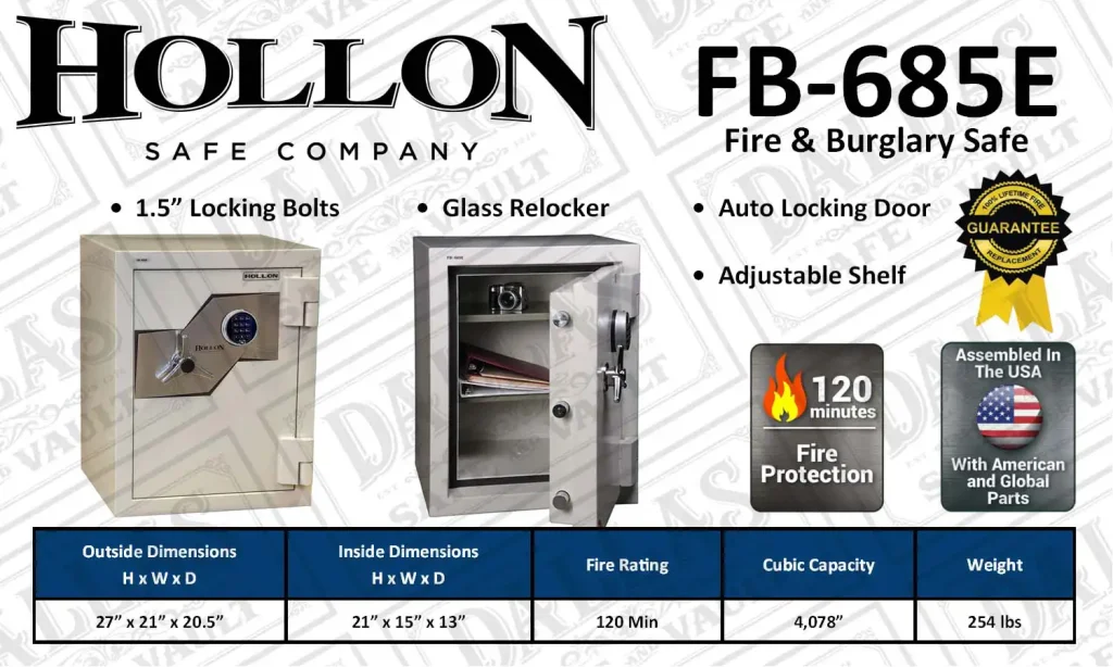 FB685E fire and burglary safe