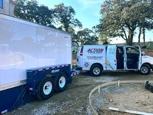 dallas safe and vault air-ride safe delivery trailer and locksmith van towing it